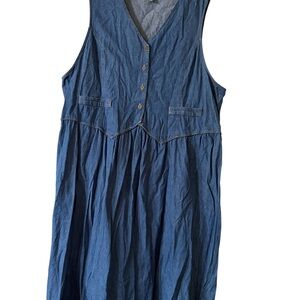 Vintage Truly Yours Plus Size 28W Sleeveless Denim Dress Y2K